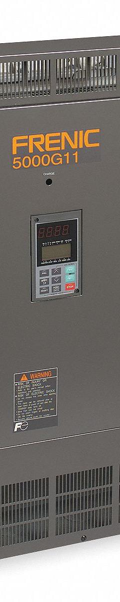 FUJI ELECTRIC Variable Frequency Drive: In Phase Three, Out Phase Three, 100 hp, No Bypass, Manual (MPN FRN0288G2W-2GU). Key specifications — Style: Compact/Heat Sink; Color: Black/Blue/Gray; Output Phase: Three.