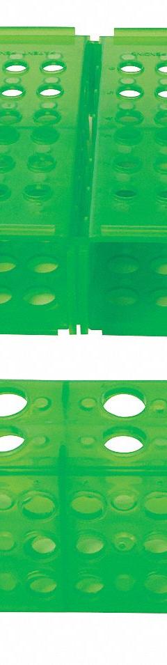Tube Rack: Polypropylene, Green, 12 Compartments, Benchtop (MPN 120686). Key specifications — Material: Polypropylene; Mounting Location: Benchtop; Color: Green; Product Type: Test Tube Rack; Total Holding Capacity: (12) Wells (Side C); Brand: HEATHROW SCIENTIFIC.