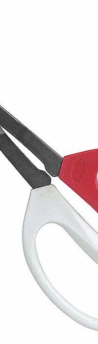 CLAUSS Shears: Ambidextrous, 8 in Overall Lg, Straight, Stainless Steel, Pointed, Red (MPN 33373). Key specifications — attr308500: Stainless Steel; attr308502: Red; attr308505: Ambidextrous; attr308522: Auto Trim; attr324896: CLAUSS.
