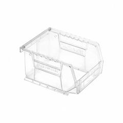 QUANTUM STORAGE SYSTEMS Plastic Bin: 4 1/8 in x 5 3/8 in x 3 in, Clear, Label Holder Included, 250°F (MPN QUS210CC). Key specifications — Brand: QUANTUM STORAGE SYSTEMS; % Recycled Content: 0%.