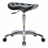 Stool: Polyurethane, Ht Range 20 in to 27 1/2 in, 17 in Seat Wd, 14 in Seat Dp, 0 Glides, 5 Casters (MPN PTMBSL-CR-NF-CC-BLK). Key specifications — Brand: APPROVED VENDOR; Foot Support: No; Base Material: Aluminum; ESD-Safe: Not ESD Safe; Number of Casters: 5.