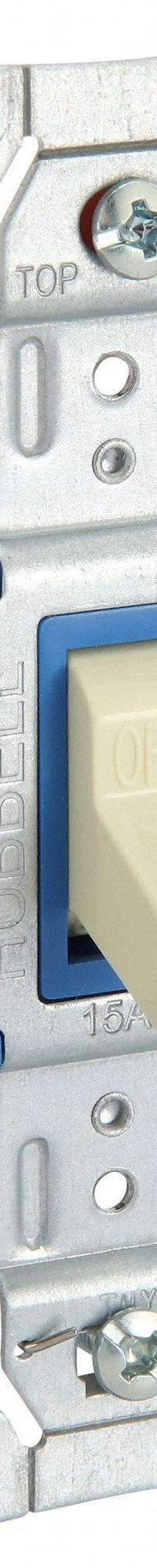 HUBBELL Wall Switch: Toggle Switch, Single Pole, Maintained, Ivory, 120/277V AC, 15 A (MPN SNAP1201ILI). Key specifications — Illuminated: No; Voltage Rating: 120/277V AC.