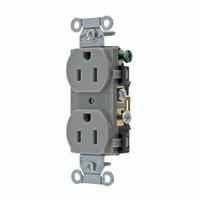 BRYANT Receptacle: Duplex, 5-15, Gray, 125V AC, 15 A, 2 Pole / 3 Wire (MPN CRS15GRY)