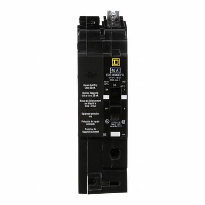 SQUARE D Miniature Circuit Breaker: 40 A, 277V AC, Single Phase, 18kA at 120/240V AC - EDB & EGB Series, Bolt-On Square D Miniature Circuit Breakers