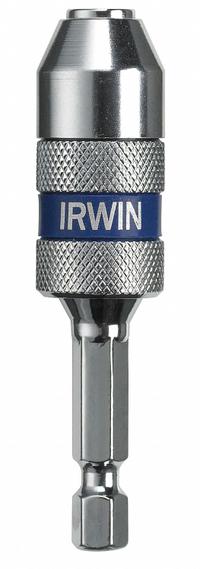 IRWIN Bit Holder: Bit Holder, Power, 1/4 in Compatible Bit Size, Hex Compatible Bit Shank, Magnetic (MPN 4935703). Key specifications — attr1132695: Hex; attr1132691: Not Impact Rated; attr1132694: Magnetic; attr1132704: IRWIN.