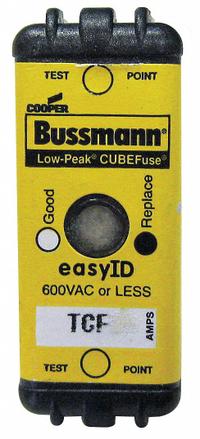 BUSSMANN Fuse: Class CF, TCF Series, Time-Delay, 17.5 A, 600 V AC, 300 V DC, Indicating (MPN TCF17-1/2). Key specifications — Brand: BUSSMANN; Series: TCF.