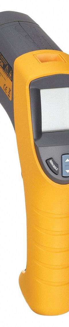 FLUKE Infrared Thermometer: FLUKE-561, Difference/Max Temp/Min Temp, Adj @ 0.30 to 0.95, -40°. Key specifications — Features: Contact and Non-Contact IR Thermometer for Measuring up Close or at a Distance, without a Ladder; Testing Functions: Difference; Standards: Class II Laser; Resolution °F: 0.1°F; Manufacturer Part Number: FLUKE-561; Mounting Style - NEW: Tripod; Intrinsic Safety - NEW: Not Specified Intrinsically Safe; Includes Work Light - NEW: Work Light Included.