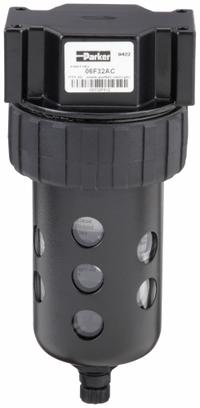 PARKER Compressed Air Filter: Particulate, 1/2 in NPT, 40 micron, 85 cfm, 150 psi Max Op Pressure (MPN 06F32AC). Key specifications — attr110055: 06F; attr110008: PARKER.