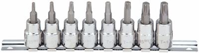 WESTWARD Socket Bit Set: 1 - 25 Pieces, 3/8 in Drive Size, 8 Pieces, T15 to T47 Tip Size Range - Torx Bit Socket Sets