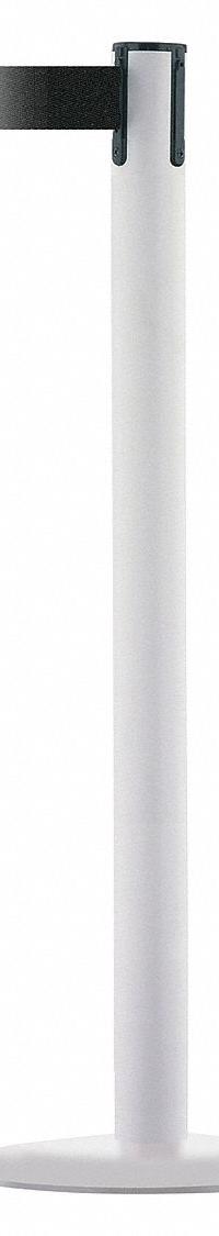 TENSABARRIER Barrier Post with Belt: Black, No Pattern, No Legend, 13 ft Belt Lg, White (MPN MARINEPOST-32-MAX-NO-B9X-C). Key specifications — Base Material: Stainless Steel; Belt Color: Black; Brand: TENSABARRIER; Post Material: Stainless Steel; Post Color: White; Message: No Legend.