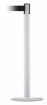 TENSABARRIER Barrier Post with Belt: Black, No Pattern, No Legend, 13 ft Belt Lg, White (MPN MARINEPOST-32-MAX-NO-B9X-C). Key specifications — Base Material: Stainless Steel; Belt Color: Black; Brand: TENSABARRIER; Post Material: Stainless Steel; Post Color: White; Message: No Legend.