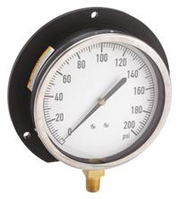 APPROVED VENDOR Industrial Pressure Gauge: U-Clamp, 0 psi to 200 psi, 4 1/2 in Dial, 1/4 in NPT Male (MPN 18C768). Key specifications — Accuracy: ±1.0%; Brand: APPROVED VENDOR; Vibration Resistance Properties: None; Gauge Wetted Parts: Copper.