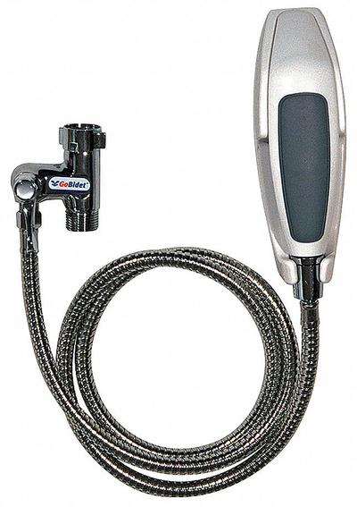 GOBIDET Handheld Bidet: Universal, Plastic, White, Body/Dock/Hose/Valve - Handheld Bidets for Toilets