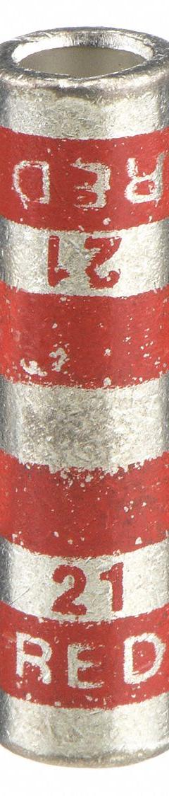 THOMAS & BETTS Open Barrel Splice: 8 AWG Wire Size, Red Code, 1 in, Copper Barrel, 21 Die (MPN 54504). Key specifications — Die Code: 21; Brand: THOMAS & BETTS; Color Code: Red.