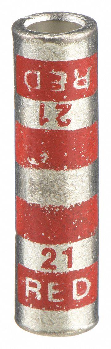 THOMAS & BETTS Open Barrel Splice: 8 AWG Wire Size, Red Code, 1 in, Copper Barrel - Crimped Butt Splice Compression Connectors