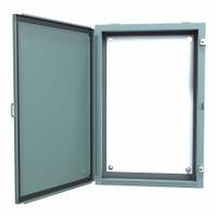 HAMMOND Electrical Enclosure: Steel, 30 in x 20 in x 6 in, NEMA 12/13, w/Panel, Solid Cover, Hinged (MPN 1418F6). Key specifications — Brand: HAMMOND; Closure Method: Clamps; Knockouts: Not Included.