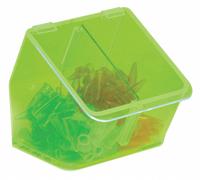 Bin: 6 1/8 in Overall Wd, 6 1/2 in Overall Ht, 7 1/8 in Overall Lg, Acrylic, Green, Lab Consumables (MPN HS23411). Key specifications — Material: Acrylic; Mounting Location: Benchtop; Color: Green; Product Type: Dispensing Bin; Total Holding Capacity: Lab Consumables; Brand: HEATHROW SCIENTIFIC.