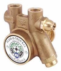 FLUID-O-TECH Rotary Vane Pump: Direct Drive, Low-Lead Brass Body, 3/8" NPT, 62 gph Max. Flow (MPN PB0201ANCNN0000). Key specifications — Vane Material: Carbon; NSF 169 Listed: Yes; Relief Valve Type Included: Standard; Brand: FLUID-O-TECH; Strainer: Not Included; Ports: 3/8" NPT; Relief Valve Type: Standard.