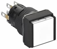 SCHNEIDER Illuminated Push Button: Illuminated, Flush Profile, Non-Metallic, 16 mm, DPDT (MPN XB6ECF1B2P). Key specifications — Brand: SCHNEIDER; Action: Maintained; Series: XB6E; Terminal Connection: Quick Connect; Push Button Material Type: Non-Metallic.
