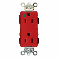 LEVITON Plugs and Receptacles: Duplex, 5-15, Red, 125V AC, 15 A, 2 Pole / 3 Wire (MPN 16262-HGR)