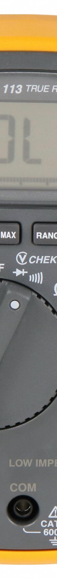 FLUKE Digital Multimeter: TRMS, CAT III 600V/CAT IV 300V, 600 V Max AC Volt Measurement (MPN FLUKE-113). Key specifications — Instrument Counts: 6,000; Brand: FLUKE; Calibration Certificate Included: Not Included.