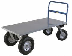 LITTLE GIANT Platform Truck: 2,500 lb, 72 in L x 30 in W x 21 in H Deck, Solid, 12 ga Deck, Rubber (MPN BB3072B). Key specifications — Side Panel Type: No Side Panels; Brand: LITTLE GIANT; Color: Gray; Caster/Wheel Configuration: (2) Swivel.