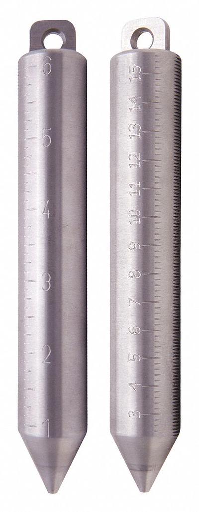 US TAPE Plumb Bob: Round, Stainless Steel, Steel, 6 in Overall Ht, 20.5 oz Wt, mm - Plumb Bobs for Oil Gauging Tapes