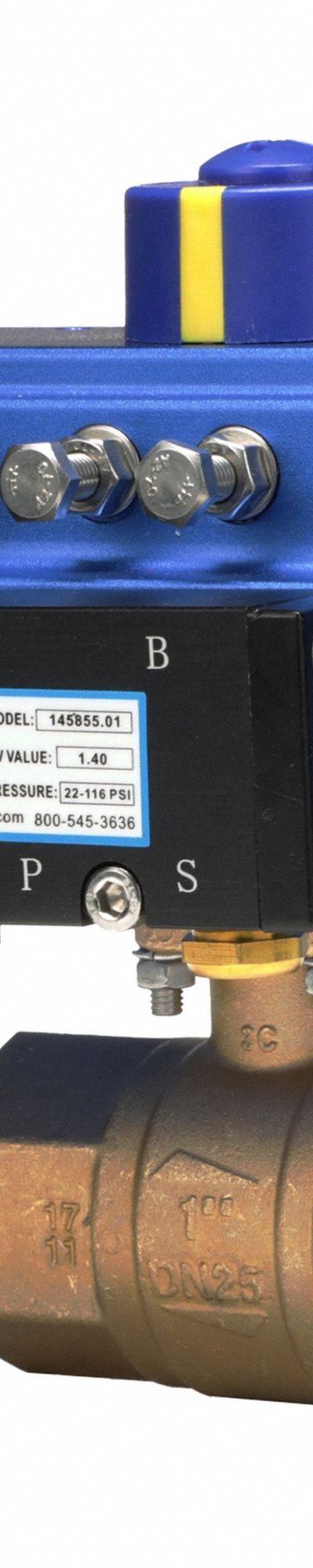 DYNAQUIP CONTROLS Pneumatically Actuated Two-Way Ball Valve: 1/2 in - Brass Pneumatically-Actuated Ball Valves