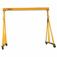 CALDWELL Portable Gantry Crane: Fixed Span, Adj Ht, 16,000 lb Load Capacity, Steel, 6.5 ft to 9 ft (MPN K90-8-9/14). Key specifications — Rotating Legs: Yes; Brand: CALDWELL; Height Adjustability: Adjustable Height; Mobility Under Load: Mobile.