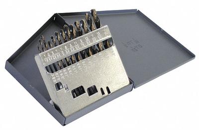 CLE-LINE Mechanics Length Drill Bit Set: 13 Pc, 1/16" to 1/4", 135° Split Point - High-Speed Steel Mechanics-Length Drill Bit Sets