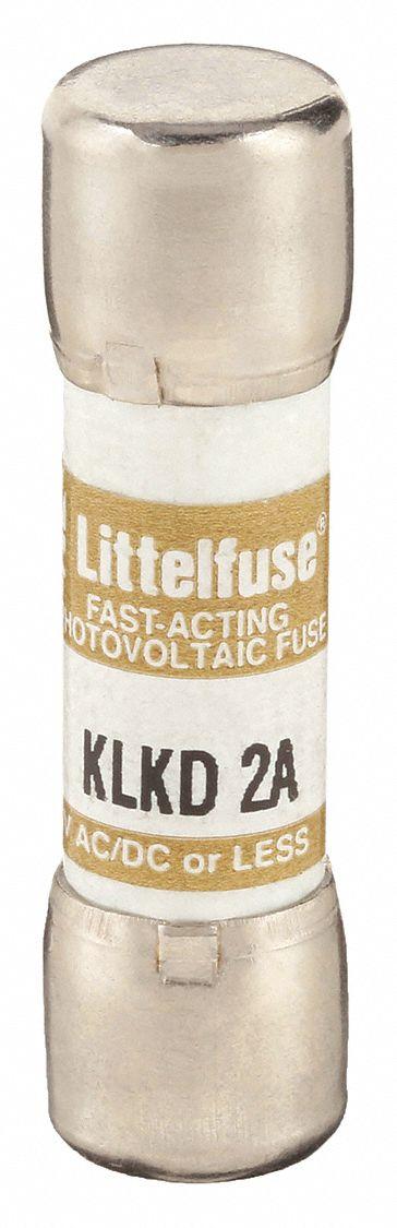 LITTELFUSE Fuse: KLKD Series, Midget, Fast-Acting, 2 A, 600 V AC, 600 V DC - Fast-Acting Cylindrical Fuses