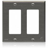 LEVITON Wall Plate: Decorator-Rocker, 2 Gang, Silver, Std Size (MPN 84409-A40). Key specifications — Brand: LEVITON; Material: Stainless Steel.