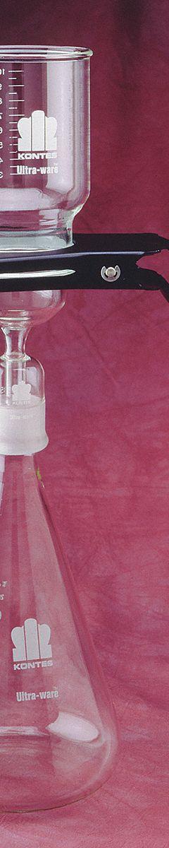 Filtration Support Assembly: 60 um Max Particle Size, 90 mm Dia, 1 L Funnel Capacity, Non-Sterile (MPN 953825-0090). Key specifications — Includes Stopper: Yes; Material: Silicone; Product Type: Microfiltration Assembly; Brand: KIMBLE.