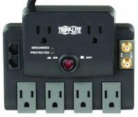 TRIPP LITE Outlet Strip: 6 Outlets, 6 ft Cord Lg, 1,440 J Rated Energy, 15 A Current, UL 1449, Black (MPN TLP606RNET). Key specifications — Brand: TRIPP LITE; Mounting Style: Keyhole.