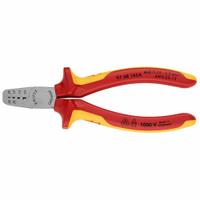 KNIPEX Crimper: Insulated Single Ferrules/Non-Insulated Single Ferrules, Trapezoid Crimp, 24 AWG (MPN 97 68 145 A). Key specifications — attr513948: Trapezoid Crimp; attr513949: Insulated Single Ferrules; attr510596: KNIPEX.