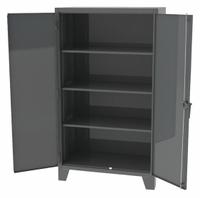 GREENE MANUFACTURING, INC. Storage Cabinet: 48 in x 24 in x 84 in, Swing Handle & Padlock Hasp (MPN EX-784-1). Key specifications — attr62698: Dark Gray; attr62736: Welded; attr87895: Legs; attr62693: Assembled; attr62737: Stationary; attr62694: Adjustable; attr62695: Baked Enamel; attr62696: Steel.