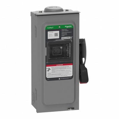 SCHNEIDER Safety Switch: Fusible, 30 A, Three Phase, 240V AC, Galvanized Steel - Fusible Safety Switches