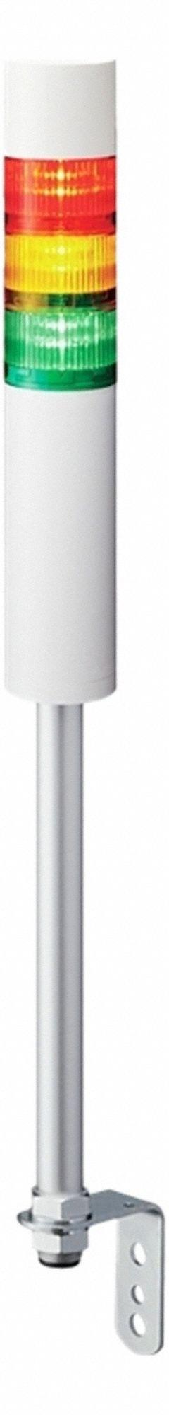 PATLITE Tower Light Assembly: 3 Tier, Sounder Tier Included, IP54, Amber/Green/Red, Direct Wire (MPN LR6-3M2LJBW-RYG). Key specifications — Manufacturer Part Number: LR6-3M2LJBW-RYG; Brand: PATLITE; Operating Voltage: 100 to 240V AC; Light Tier Color: Red.
