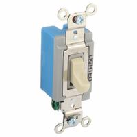 BRYANT Wall Switch: Toggle Switch, Single Pole, Maintained, Ivory, 120/277V AC, 15 A (MPN 4801GLI). Key specifications — Illuminated: Yes; Voltage Rating: 120/277V AC.