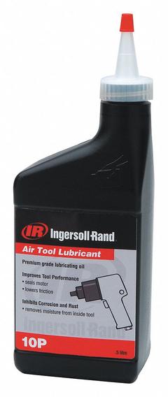 INGERSOLL RAND Air Tool Oil: Conventional Oil, 0°F Min. Op Temp., 250°F Max. Op Temp., Bottle (MPN 10P). Key specifications — attr1321222: Conventional Oil; attr1321226: 10W; attr1321227: 95; attr1321244: INGERSOLL RAND; attr1321245: Bottle.
