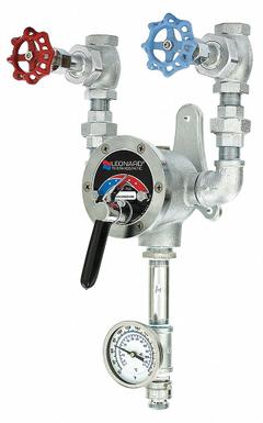 LEONARD VALVE Hose Station: 9 gpm Max. Flow Rate, 3/4 in, FNPT x MGHT, 28 in Overall Ht, Chrome (MPN THS-25-VBD-CP). Key specifications — Brand: LEONARD VALVE; Finish: Chrome; Material: Stainless Steel.