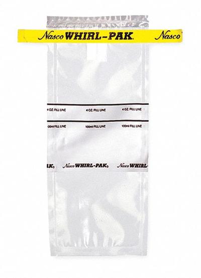 WHIRL-PAK Sampling Bag: Write-On, Sterile, 4 fl oz Capacity - oz, 118 mL Capacity - mL - Write On Sterilized Bags
