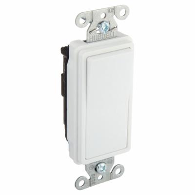 HUBBELL Wall Switch: Rocker Switch, Single Pole, Maintained, White, 120/277V AC - Rocker Wall Switches