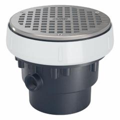 ZURN Floor Drain: 5 in Overall Dia, 6 in Grate Size, 4 in Nominal Pipe Size, Solvent Weld, PVC (MPN EZ-PV3-R6). Key specifications — Color: Bronze; Connection Type: Solvent Weld; Brand: ZURN; Includes: Rough In Adapter Assembly.