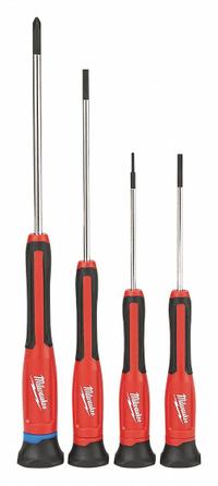 MILWAUKEE General Purpose Screwdriver Set: 1-10 Pieces, 4 Pieces, Phillips/Slotted Tip, Cushion Grip (MPN 48-22-2604). Key specifications — attr1205274: MILWAUKEE; attr1205269: 1/32 in.