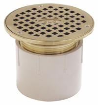 ZURN Floor Drain: 5 1/4 in Overall Dia, 5 1/4 in Grate Size, 4 in Nominal Pipe Size, Plastic, Round (MPN FD2210-PV4). Key specifications — Color: White; Brand: ZURN.