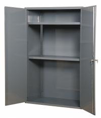 DURHAM MFG Storage Cabinet: 36 in x 24 in x 42 in, Swing Handle & Keyed, 14 ga Panel Thick, Frame (MPN 3503-95). Key specifications — attr62698: Gray; attr62736: Welded; attr87895: Frame; attr62693: Assembled; attr62737: Stationary; attr62694: Adjustable; attr62695: Powder Coated; attr62696: Steel.