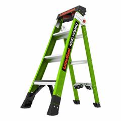 LITTLE GIANT Combination Ladder: 3 Configurations, Fiberglass, 375 lb Load Capacity, 21 lb Wt, 12 in (MPN 13470-071). Key specifications — Brand: LITTLE GIANT; Included Features: Rotating Wall Pad.