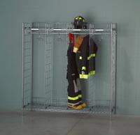 GROVES Turnout Gear Storage Rack: Free Standing, 2 Sides, 12 Compartments, Zinc Chromate, Chrome (MPN FDS-12/18). Key specifications — Material: Zinc Chromate; Brand: GROVES; Color: Chrome.