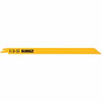 DEWALT Reciprocating Saw Blade: 10/14 Teeth per Inch, 12 in Blade Lg, 0.05 in Blade Thick, 5 PK (MPN DW4839). Key specifications — attr1109198: 10/14; attr1109200: Rigid for Straight Cuts; attr1109201: Straight; attr1109209: DEWALT.